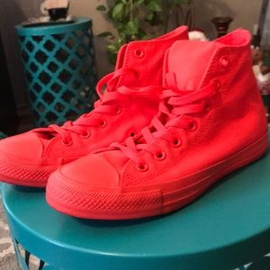 limited edition fluorescent pink chucks.